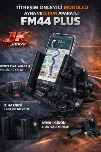 Jiekai FM-44 Plus Siyah Titreşim Önleyici Telefon Tutucu - Ayna Gidon Bağlantılı resmi