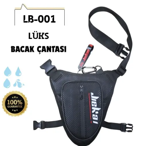 JIEKAI LB-001 Motorcu Bacak Çantası – Karbon Kumaş, Beyaz Nakışlı resmi