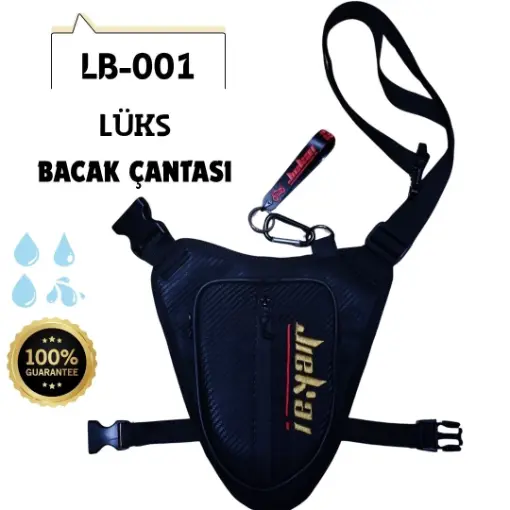 JIEKAI LB-001 Motorcu Bacak Çantası – Karbon Kumaş, Gold Nakışlı resmi