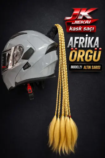 JIEKAI Kask Saçı Altın Sarısı Afrika Örgü Model-21 resmi
