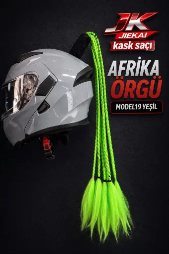 JIEKAI Kask Saçı Yeşil Renk Afrika Örgü Model-19 resmi